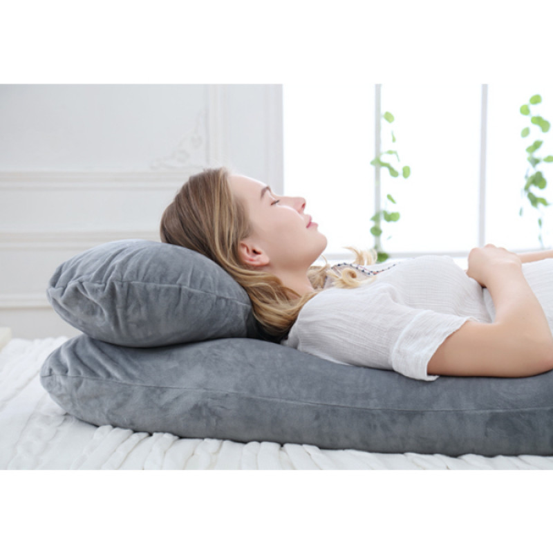 Full Body Pregnancy Pillow Velvet Cover Grey U Shape Maternity Support for Back Hips Legs Belly for Pregnant Women